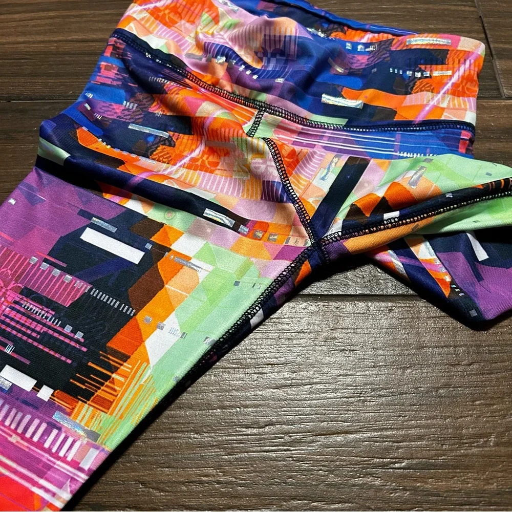Justice Girls Leggings Medium 10 Multi Color Pink‎ Purple Orange Open Design Leg